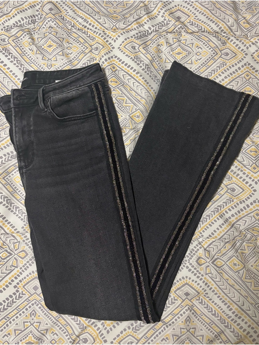 DRIFTWOOD Black Flared Jeans with Iridescent Side Beading (size 27) - Picture 2 of 9